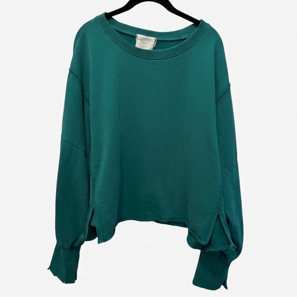 Fantastic fawn long sleeve oversized high low French terry pullover- sz med nwot
